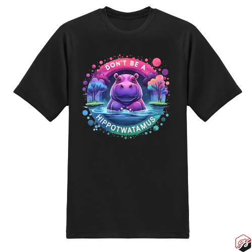 Hippo Black Short sleeve t shirt